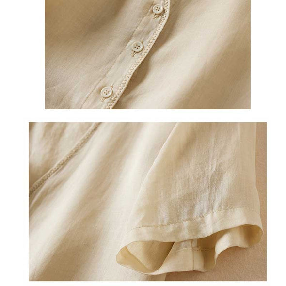【M~3XL】シンプルカジュアル　中袖　夏人気シャツ　綿麻生地　　夏シャツ