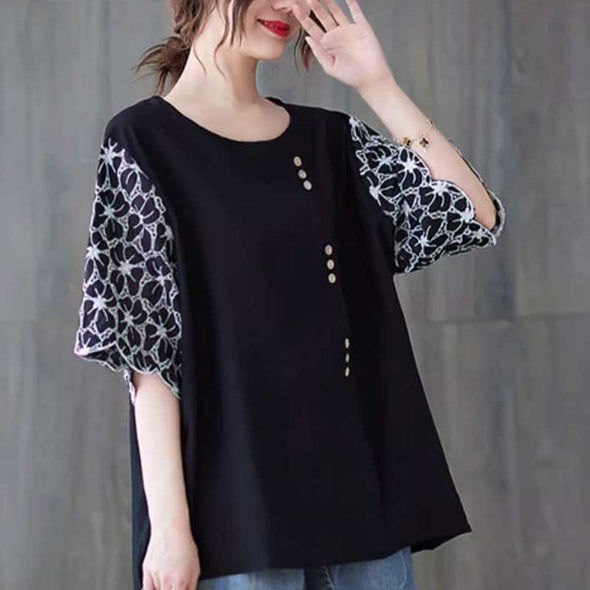 エスニック風　ゆるシルエット　夏　楽ちん　大人　ブラウス　Ｔシャツ