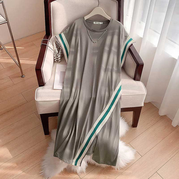 【2XL~6XL】大きいサイズ　ドルマン風　チュニックワンピース　アシメ裾