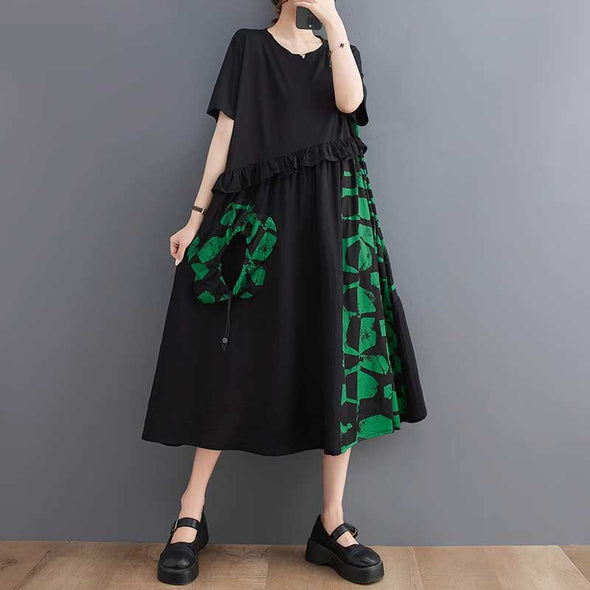 韓国ファッション　Aライン　ロングワンピース　おしゃれワンピース