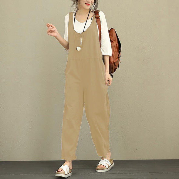 多色展開　シンプル無地　レディースかわいい　サロペットパンツ