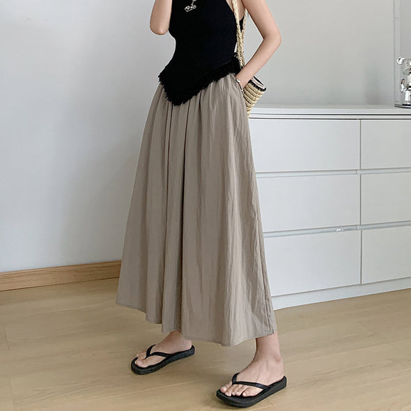 【S~XL】揺れ感　Aライン　シンプル無地　ロングスカート