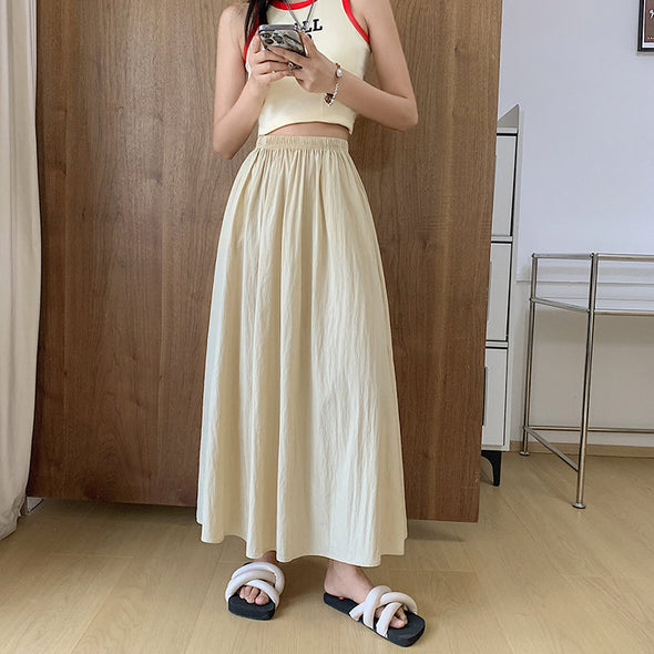 【S~XL】揺れ感　Aライン　シンプル無地　ロングスカート