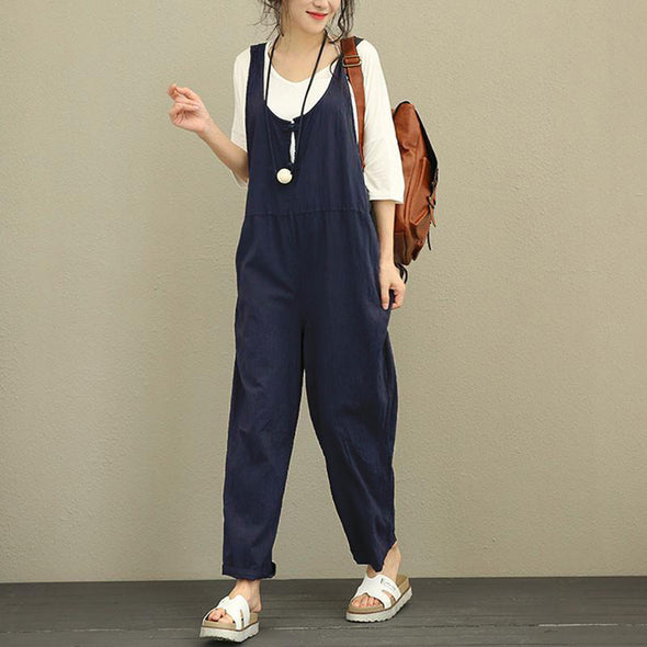 多色展開　シンプル無地　レディースかわいい　サロペットパンツ