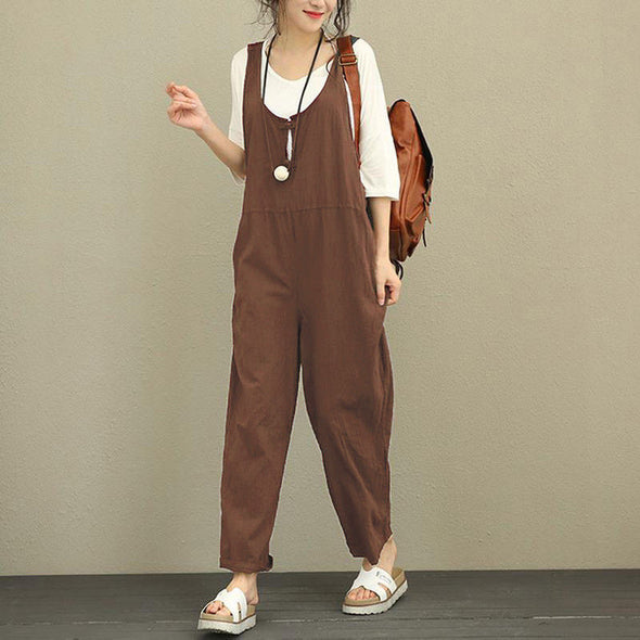 多色展開　シンプル無地　レディースかわいい　サロペットパンツ