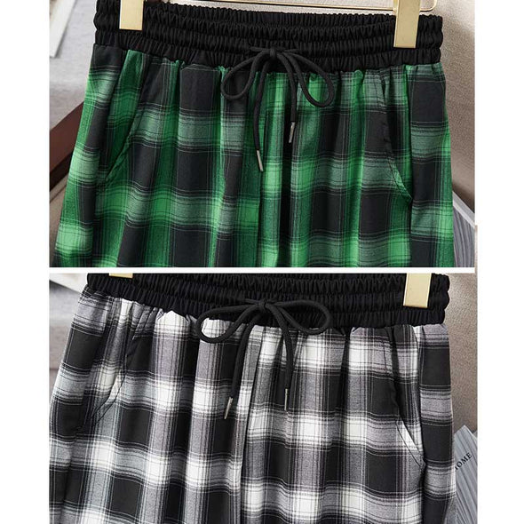 【3XL～8XL】夏パンツ　チェック柄　大人カジュアルパンツ　サルエルパンツ