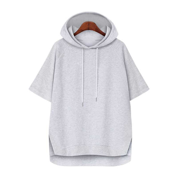 【M～6XL】ぬけ感 テールカット　パーカー風　フード付きＴシャツ　夏人気Tシャツ