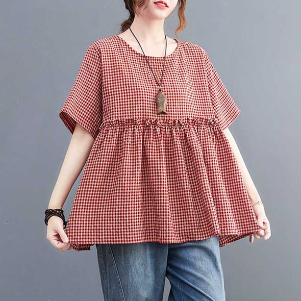 【L～3XL】チェック柄　ストラップシャツ　おしゃれ　カジュアル　大人シャツ・ブラウス