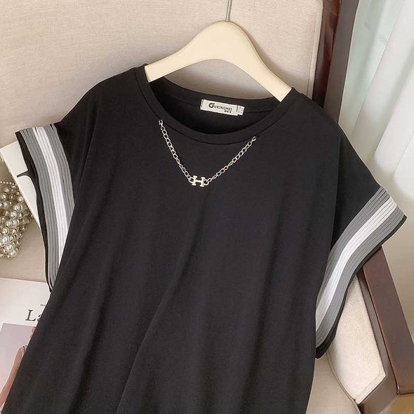 【2XL~6XL】大きいサイズ　ドルマン風　チュニックワンピース　アシメ裾