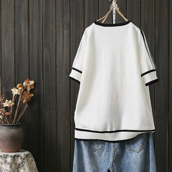 【XL~3XL】人気　レディースＴシャツ　ニット　大きいサイズ　夏定番Ｔシャツ