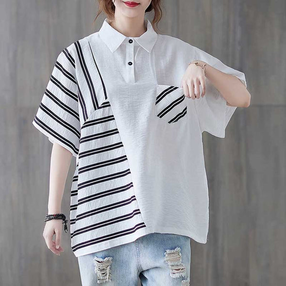 大人カジュアル　切替 ストラップ柄　楽ちん　ゆるシルエット　人気Tシャツ
