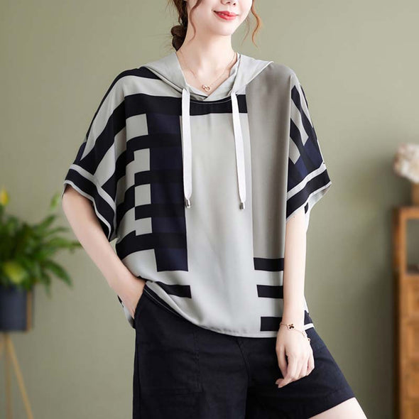 【XL.2XL】ゆったり　フート付き　ドルマン風　おしゃれトップス　夏定番Ｔシャツ