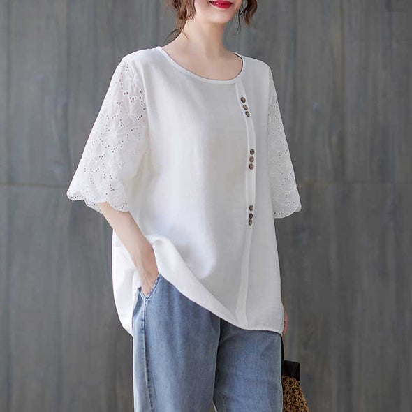 エスニック風　ゆるシルエット　夏　楽ちん　大人　ブラウス　Ｔシャツ