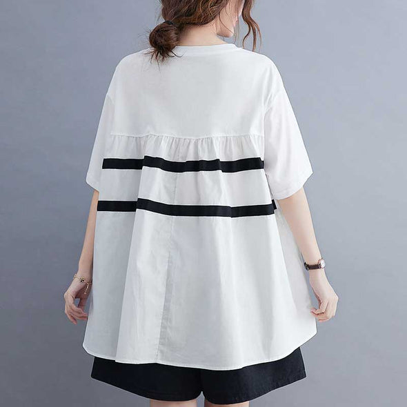 韓国ファッション　ラウンドネック　着瘦せ　シンプルＴシャツ　夏定番Tシャツ
