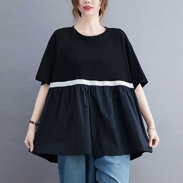 韓国ファッション　ラウンドネック　着瘦せ　シンプルＴシャツ　夏定番Tシャツ