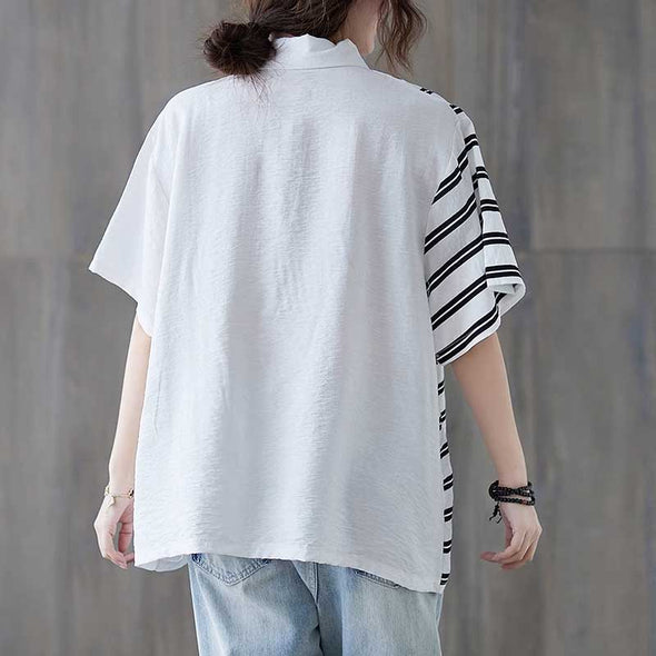 大人カジュアル　切替 ストラップ柄　楽ちん　ゆるシルエット　人気Tシャツ