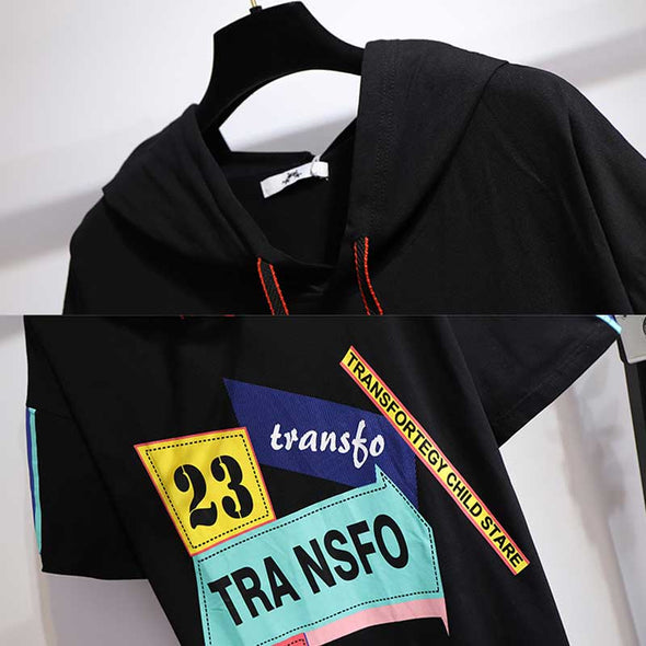 【2XL~6XL】フロントプリント　フード付き　ゆるシルエット　おしゃれTシャツ