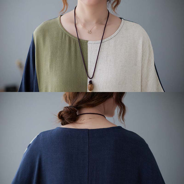 【M~2XL】大人カジュアル　綿麻　肌さわり良い　ロングワンピース