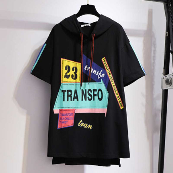 【2XL~6XL】フロントプリント　フード付き　ゆるシルエット　おしゃれTシャツ