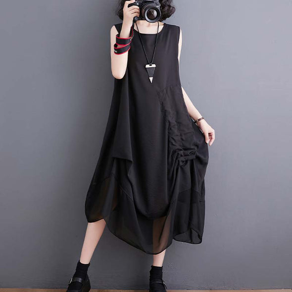 【M~2XL】韓国ファッション　タック入り　ジャンパースカート　おしゃれワンピース　夏ワンピース