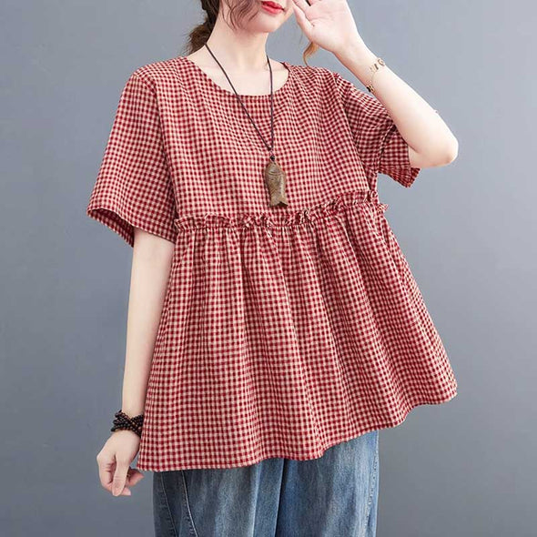 【L～3XL】チェック柄　ストラップシャツ　おしゃれ　カジュアル　大人シャツ・ブラウス