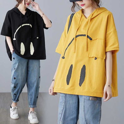 カジュアル　夏Tシャツ　ゆるシルエット　プロント　フード付き　おしゃれTシャツ