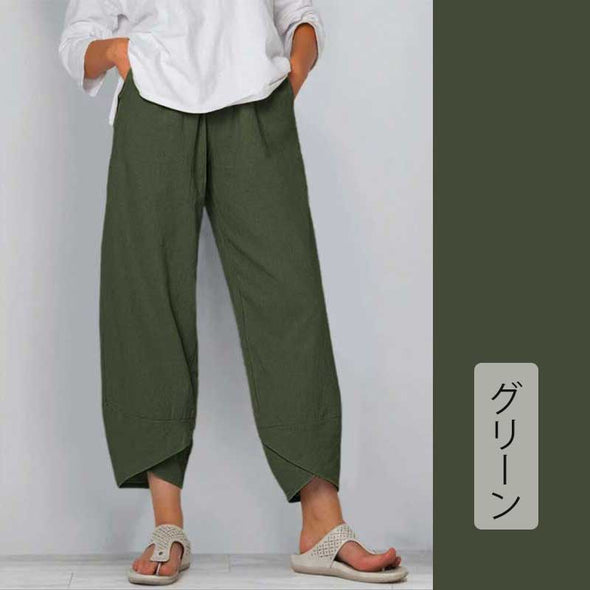大人9分丈パンツ　ワイド風　【S~4XL】シンプル無地　カジュアルパンツ　9分丈パンツ