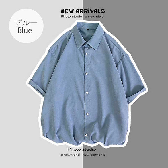 【M~5XL】多色展開　ゆったり　おしゃれシャツ　人気　夏定番　無地　合わせやすいシャツ