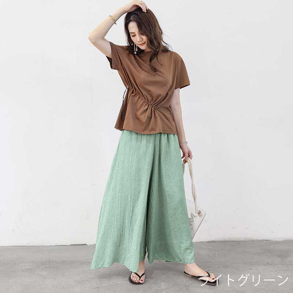 大人ガウチョパンツ　おしゃれパンツ夏　16色展開　人気ガウチョパンツ　楽ちん　ワイド風　おしゃれ夏ボトムス　パンツ