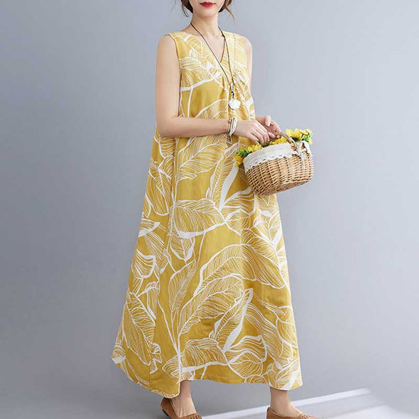 大人カジュアル　夏ワンピース　ロング丈　ジレワンピース　エスニック風　マキシワンピース