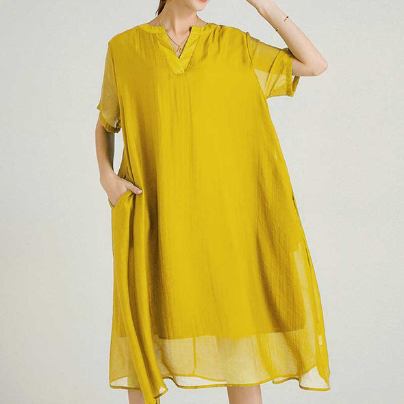 【XL~4XL】大人ファッション　おしゃれシフォンワンピース　楽ちん　夏ワンピース　裏地あり　人気ワンピース