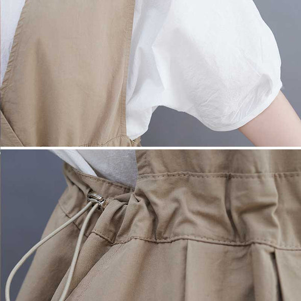 大人カジュアルセットアップ　ブラウス＋サロペットワンピース　おしゃれセットアップ