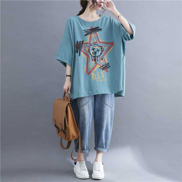 夏定番　韓国風　ゆるシルエット　おしゃれTシャツ　中袖　ゆったり　かわいいTシャツ　大きいサイズトップス