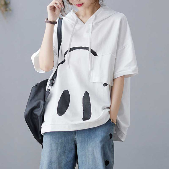カジュアル　夏Tシャツ　ゆるシルエット　プロント　フード付き　おしゃれTシャツ