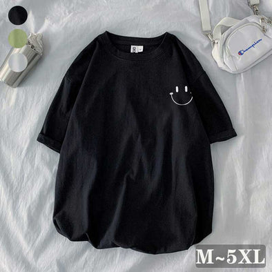 カジュアル　スマイルプリント　かわいい　おしゃれ夏Tシャツ