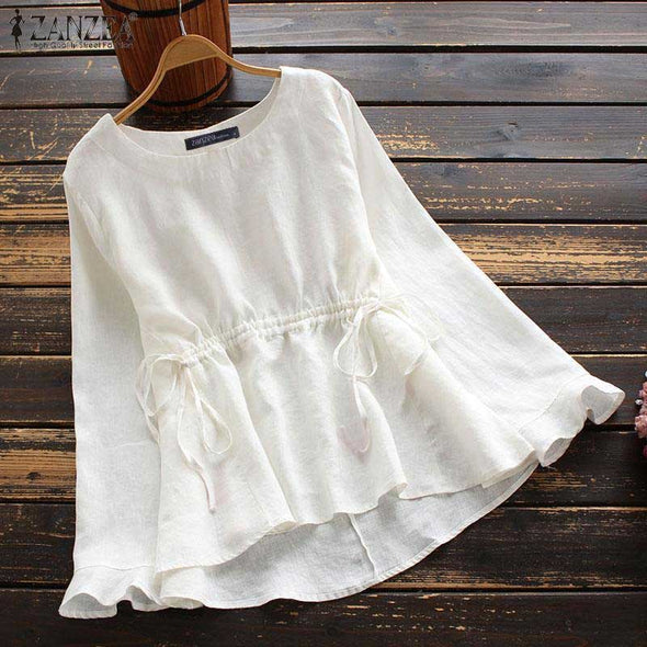 【Ｓ～5XL】大人ファッション　フレア裾　ゆるシルエット　楽ちん　無地　ブラウス