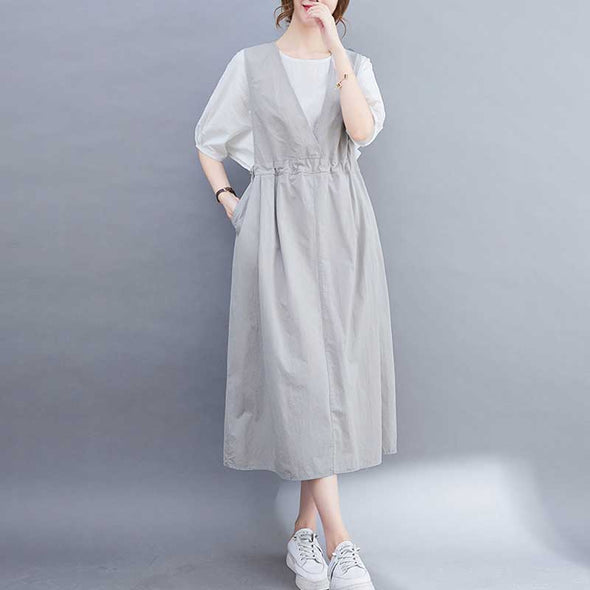 大人カジュアルセットアップ　ブラウス＋サロペットワンピース　おしゃれセットアップ