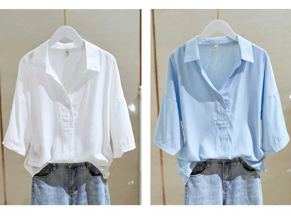 【M~４XL】無地　ゆるシルエット　かわいい　楽ちん　シャツ