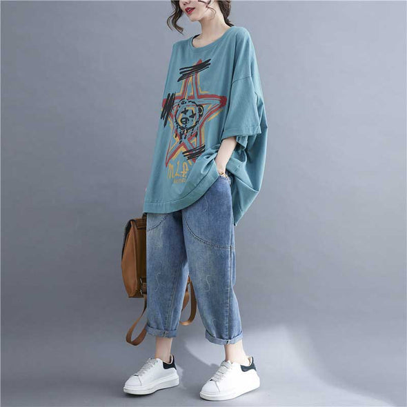 夏定番　韓国風　ゆるシルエット　おしゃれTシャツ　中袖　ゆったり　かわいいTシャツ　大きいサイズトップス