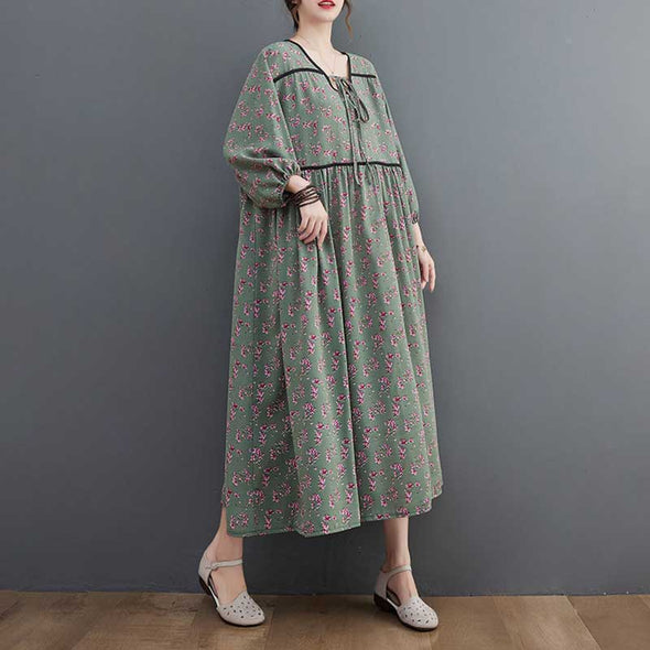 エスニック風　花柄　おしゃれワンピース　ロングワンピース　かわいいワンピース