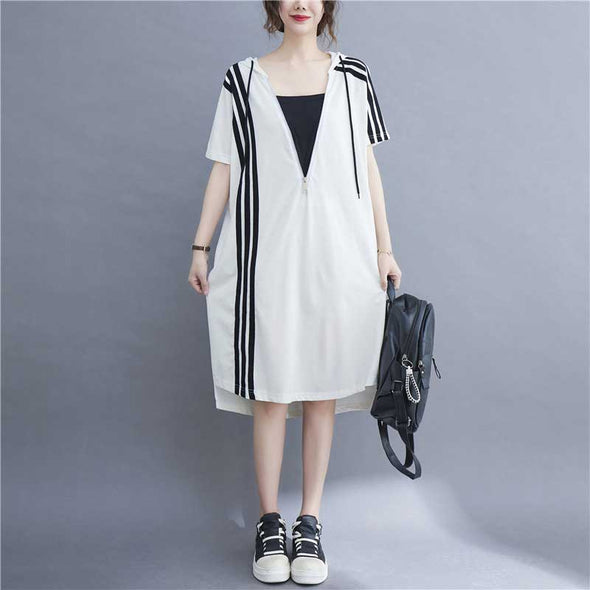 大人カジュアル　重ね着風　ロングトップス　半袖　夏トップス　チュニックワンピース