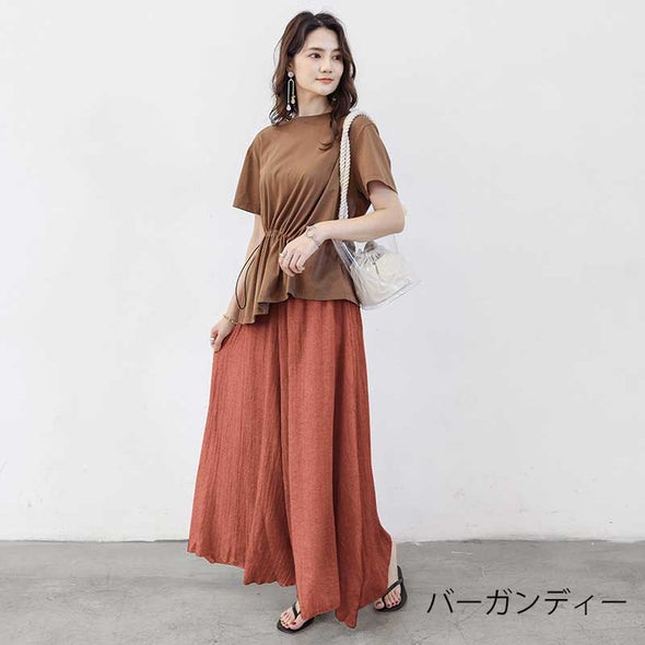 大人ガウチョパンツ　おしゃれパンツ夏　16色展開　人気ガウチョパンツ　楽ちん　ワイド風　おしゃれ夏ボトムス　パンツ