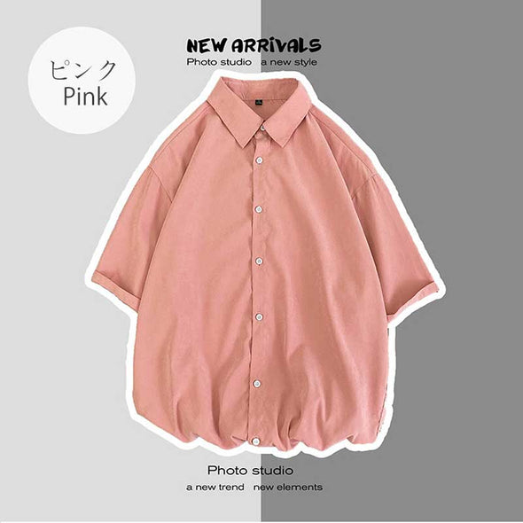 【M~5XL】多色展開　ゆったり　おしゃれシャツ　人気　夏定番　無地　合わせやすいシャツ