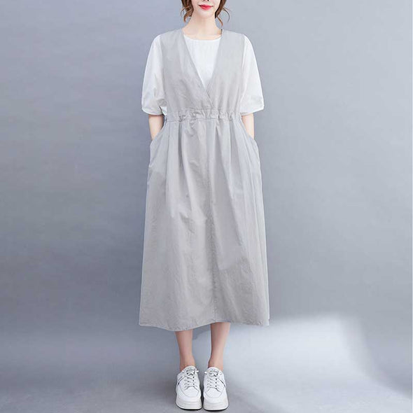 大人カジュアルセットアップ　ブラウス＋サロペットワンピース　おしゃれセットアップ