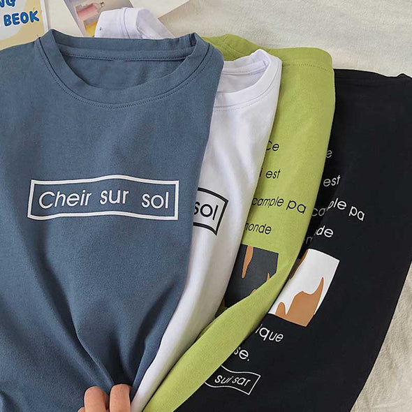 レディースTシャツ　夏おしゃれTシャツ　カッコイイロゴ　ゆるシルエット　