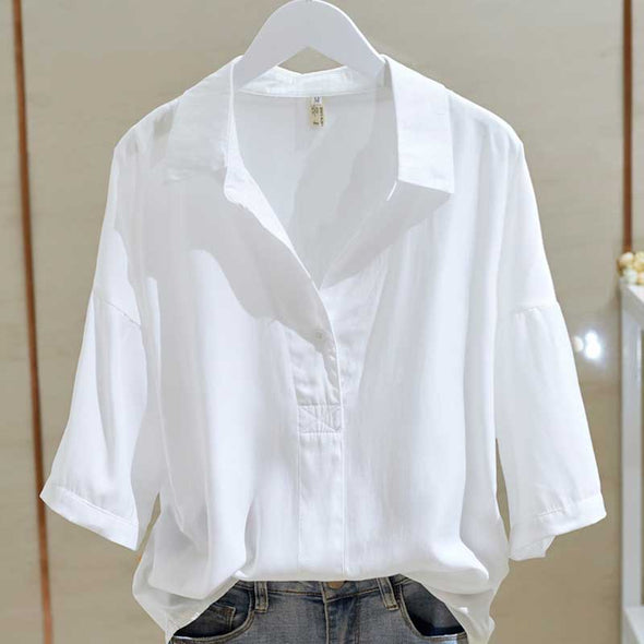 【M~４XL】無地　ゆるシルエット　かわいい　楽ちん　シャツ