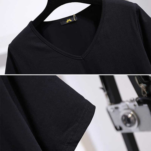 【2XL～6XL】レイヤード　半袖　夏トップス　チュニック　ゆったりサイズ　着痩せ効果　半袖Tシャツ