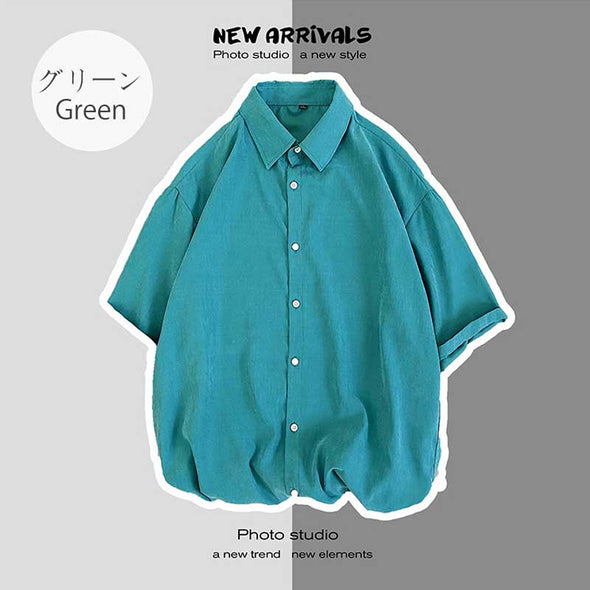【M~5XL】多色展開　ゆったり　おしゃれシャツ　人気　夏定番　無地　合わせやすいシャツ
