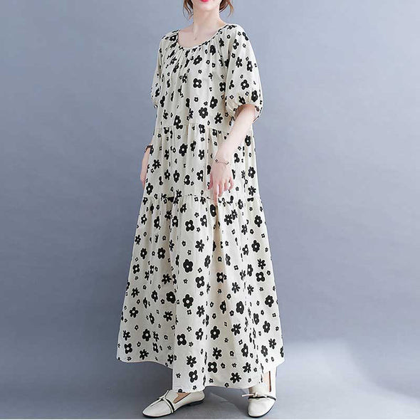 大人ワンピース　花柄　柔らかシフォン　夏　ロングワンピース