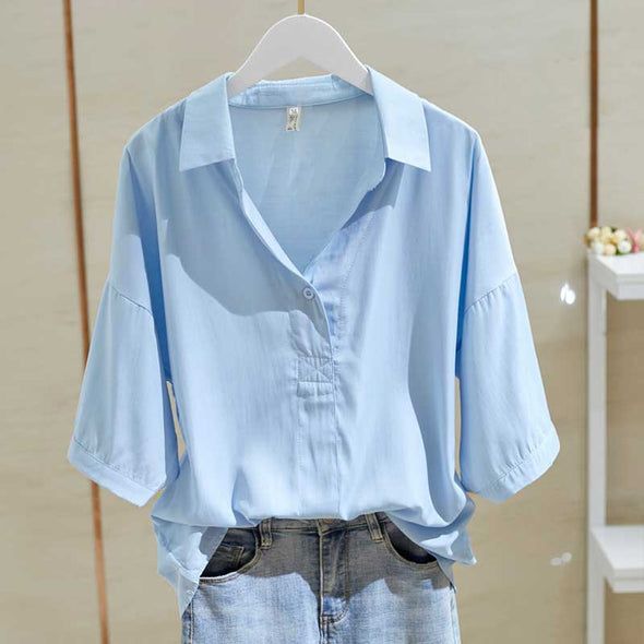 【M~４XL】無地　ゆるシルエット　かわいい　楽ちん　シャツ